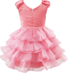 Girls Dress Ruffles Tulle Tiered Dress Sequin Party Birthday Princess Size 4-12 Years