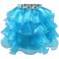 Girls Dress Ruffles Tulle Tiered Dress Sequin Party Birthday Princess Size 4-12 Years