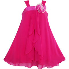 Girls Dress Sleeveless Halter Flower Multi Layer Chiffon Size 3-14 Years