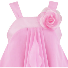 Girls Dress Sleeveless Halter Flower Multi Layer Chiffon Size 3-14 Years