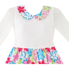 Girls Dress Lace Pearl Plum Blossom Elegant Princess Dress Size 4-14 Years