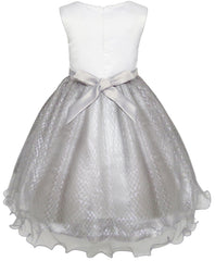 Girls Dress Flower Sparkling Sequins Belted Tulle Party Size 4-14 Years