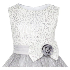 Girls Dress Flower Sparkling Sequins Belted Tulle Party Size 4-14 Years