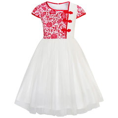 Girls Dress Lace Stripe Collar Party Size 4-14 Years
