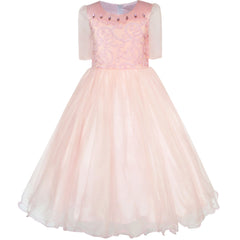 Flower Girls Dress Dimensional Flower Wedding Party Pageant Size 5-14 Years