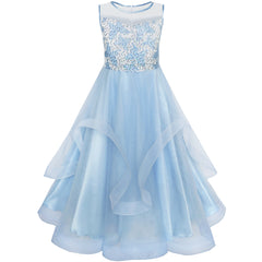 Flower Girls Dress Dimensional Flower Wedding Party Pageant Size 5-14 Years