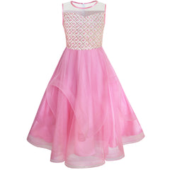 Flower Girls Dress Dimensional Flower Wedding Party Pageant Size 5-14 Years