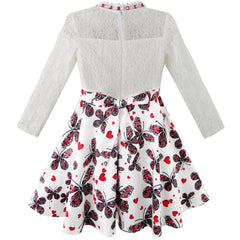 Girls Dress Lace Pearl Plum Blossom Elegant Princess Dress Size 4-14 Years