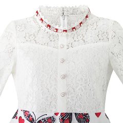 Girls Dress Lace Pearl Plum Blossom Elegant Princess Dress Size 4-14 Years