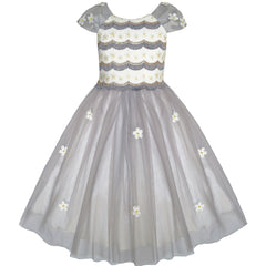 Flower Girls Dress Dimensional Flower Wedding Party Pageant Size 5-14 Years