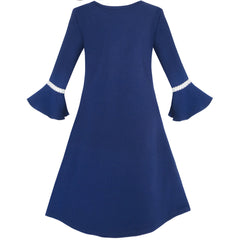 Girls Dress Lotus Leaf Sleeve Cherry Embroidery Everyday Size 3-12 Years