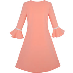 Girls Dress Lotus Leaf Sleeve Cherry Embroidery Everyday Size 3-12 Years