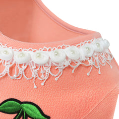 Girls Dress Lotus Leaf Sleeve Cherry Embroidery Everyday Size 3-12 Years