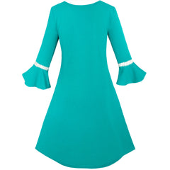 Girls Dress Lotus Leaf Sleeve Cherry Embroidery Everyday Size 3-12 Years