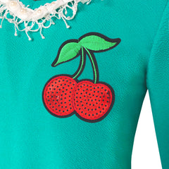 Girls Dress Lotus Leaf Sleeve Cherry Embroidery Everyday Size 3-12 Years