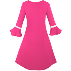 Girls Dress Lotus Leaf Sleeve Cherry Embroidery Everyday Size 3-12 Years