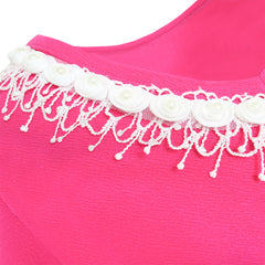 Girls Dress Lotus Leaf Sleeve Cherry Embroidery Everyday Size 3-12 Years