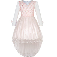 Girls Dress Multicolor Rainbow Bow Tie Butterfly Tulle Party Princess Size 4-14 Years