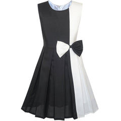 Girls Dress Color Block Contrast Bow Tie Everyday Party Size 4-14 Years