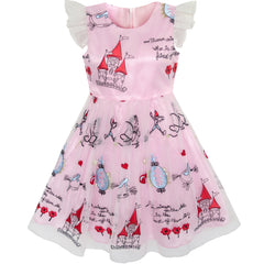 Girls Dress Bow Tie Jacquard Fit And Flare Princess Size 3-12 Years