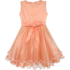 Girls Dress Flower Tulle Pleated Wedding Party Size 2-14 Years