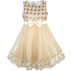 Girls Dress Flower Tulle Pleated Wedding Party Size 2-14 Years