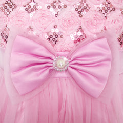 Girls Dress Flower Tulle Pleated Wedding Party Size 2-14 Years