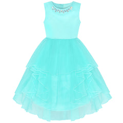 Flower Girls Dress Rhinestone Tulle Wedding Pageant Bridesmaid Size 5-12 Years