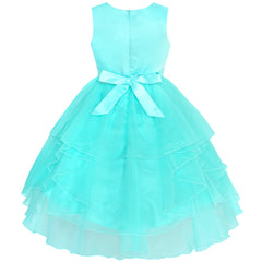 Flower Girls Dress Rhinestone Tulle Wedding Pageant Bridesmaid Size 5-12 Years