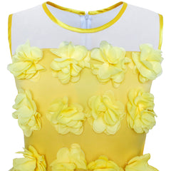 Girls Dress Dimensional Flower Birthday Wedding Dress Size 5-12 Years