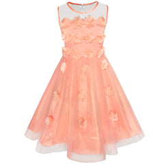 Girls Dress Dimensional Flower Birthday Wedding Dress Size 5-12 Years