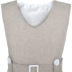 Girls Dress Khaki Button Back School Pleated Hem Size 6-14 Years