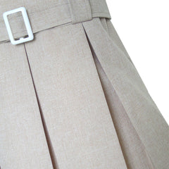 Girls Dress Khaki Button Back School Pleated Hem Size 6-14 Years