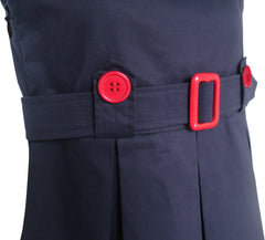 Girls Dress Khaki Button Back School Pleated Hem Size 6-14 Years