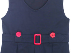 Girls Dress Khaki Button Back School Pleated Hem Size 6-14 Years