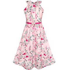 Girls Dress Floral Belt Chiffon Party Maxi Dress Size 6-14 Years