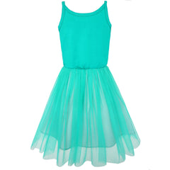 Girls Dress Short Sleeve Rainbow Tulle Skirt Birthday Party Size 4-10 Years