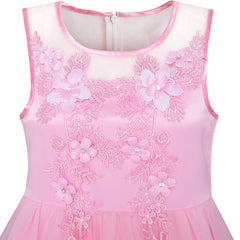 Flower Girls Dress Illusion Yoke Pageant Coffe Wedding Party Size 6-14 Years