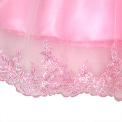 Flower Girls Dress Illusion Yoke Pageant Coffe Wedding Party Size 6-14 Years