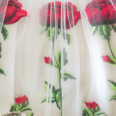 Girls Dress Rose Flower Embroidery Heart Shape Back Wedding Size 6-14 Years