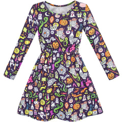 Girls Dress Forest Fox Long Sleeve Size 3-12 Years