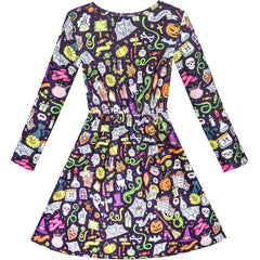 Girls Dress Forest Fox Long Sleeve Size 3-12 Years