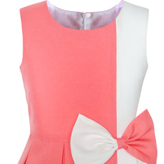 Girls Dress Color Block Contrast Bow Tie Everyday Party Size 4-14 Years