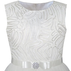 Flower Girls Dress Lace Belted Wedding Party Size 4-14 Years