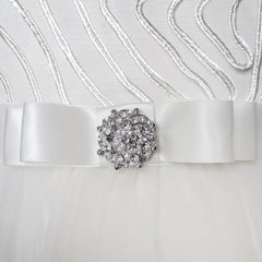 Flower Girls Dress Lace Belted Wedding Party Size 4-14 Years