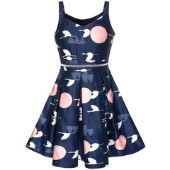 Girls Dress Flower Halter Flare Dress Princess Size 5-14 Years