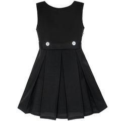 Girls Dress Khaki Button Back School Pleated Hem Size 6-14 Years