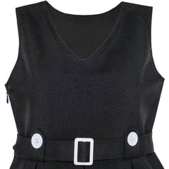 Girls Dress Khaki Button Back School Pleated Hem Size 6-14 Years