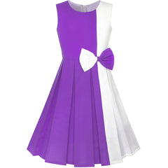 Girls Dress Color Block Contrast Bow Tie Everyday Party Size 4-14 Years