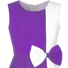 Girls Dress Color Block Contrast Bow Tie Everyday Party Size 4-14 Years
